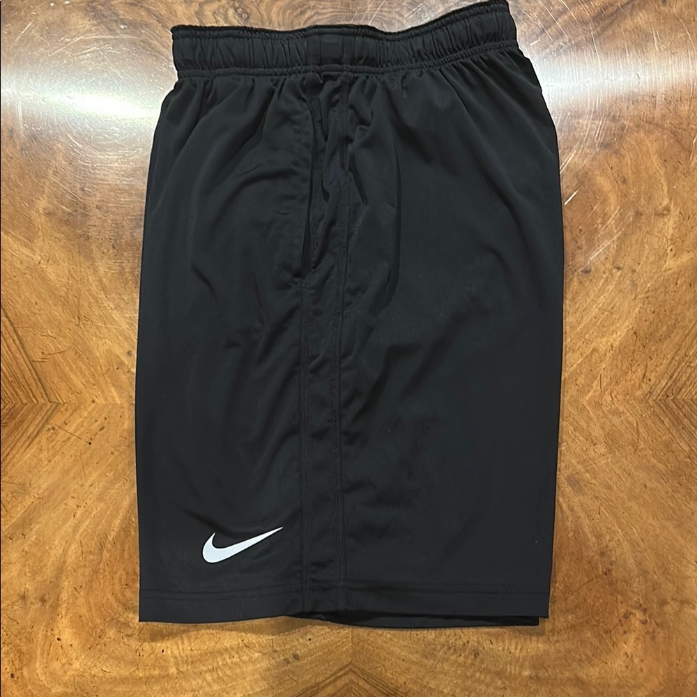 Nike Men's Black Athletic Shorts with White Logo